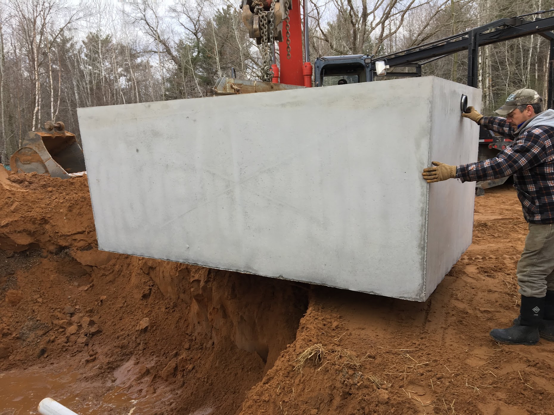 holding tank being put into the ground